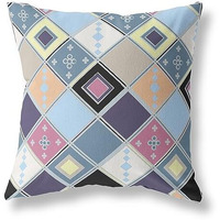 Amrita Sen Quilted Tile Diamonds Broadcloth Indoor Outdoor Double Sided Cushion, Zippered, Blue Purple
