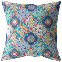 Amrita Sen Flower Diamonds Double Sided Suede Pillow, Zippered, Moss Green and Peach