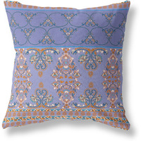 Amrita Sen Nandini Flowers Suede Blown and Closed Pillow w/Insert in Purple and Blue
