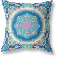 Amrita Sen Jewel Circle Suede Blown and Closed Pillow w/Insert in Blue and Turquoise