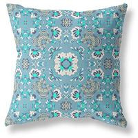 Amrita Sen Love and Liberty Suede Blown and Closed Pillow w/Insert in Light Blue