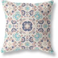 Amrita Sen Love and Liberty Suede Blown and Closed Pillow w/Insert in Off White and Blue