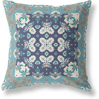 Amrita Sen Rose Box Suede Blown and Closed Pillow w/Insert in Gray and Blue