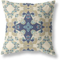 Amrita Sen Rose Diamond Suede Blown and Closed Pillow w/Insert in Cream and Blue