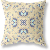 Amrita Sen Divine Flowers Suede Blown and Closed Pillow w/Insert in Yellow