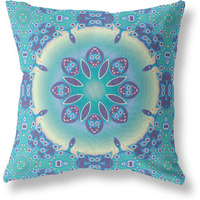 Amrita Sen Jewel Circle Suede Zippered Pillow w Insert in Blue and Purple