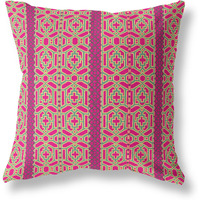 Amrita Sen Loyalty and Love Suede Blown and Closed Pillow w/Insert in Pink and Green