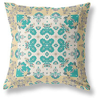 Amrita Sen Rose Box Suede Zippered Pillow w Insert in Yellow and White