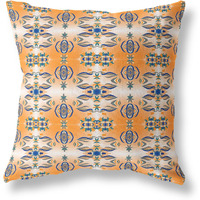 Amrita Sen Flowers of Strength Suede Zippered Pillow w Insert in Orange and Gray