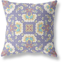 Amrita Sen Divine Flowers Suede Zippered Pillow w Insert in Purple