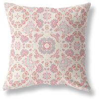 Amrita Sen Love and Liberty Suede Blown and Closed Pillow w/Insert in Pink and White