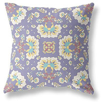 Amrita Sen Divine Flowers Suede Zippered Pillow w Insert in Purple