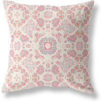 Amrita Sen Love and Liberty Suede Zippered Pillow w Insert in Pink and White