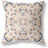 Amrita Sen Earth and Heaven Suede Zippered Pillow w Insert in White and Blue