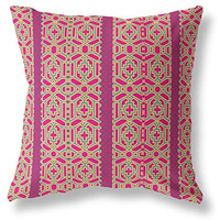 Amrita Sen Loyalty and Love Suede Zippered Pillow w Insert in Pink and Green