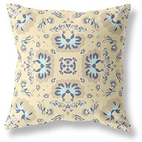 Amrita Sen Divine Flowers Suede Zippered Pillow w Insert in Yellow