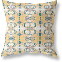 Amrita Sen Flowers of Strength Suede Zippered Pillow w Insert in White and Yellow