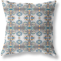 Amrita Sen Flowers of Strength Suede Blown and Closed Pillow w/Insert in Off White and Brown