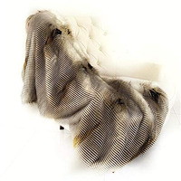Plutus Brands Gray, Beige and Gold Handmade Luxury Throw