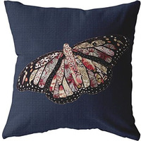 Amrita Sen Rustic Butterfly Suede Blown and Closed Pillow Denim