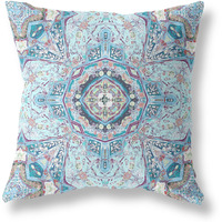 Amrita Sen Buddha Flower Ceremony Suede Zippered Pillow with Insert Light Blue