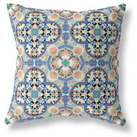 Amrita Sen Clover Leaf Floral Broadcloth Indoor Outdoor Blown and Closed Pillow Blue Purple Peach
