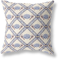 Amrita Sen Lotus Peacock Rose Broadcloth Indoor Outdoor Zippered Pillow Cream Gray Brown