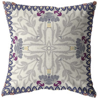 Amrita Sen Boho Frame Broadcloth Indoor Outdoor Blown and Closed Pillow Gray