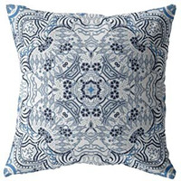 Amrita Sen Tree of Life Broadcloth Indoor Outdoor Blown and Closed Pillow Light Blue