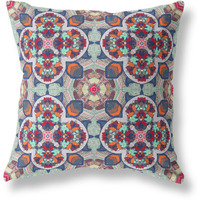 Amrita Sen Clover Leaf Floral Suede Blown and Closed Pillow Muted Green Orange