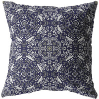 Amrita Sen Boho Sky Broadcloth Indoor Outdoor Blown and Closed Pillow Navy