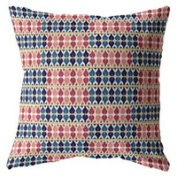 Amrita Sen Spades Broadcloth Indoor Outdoor Blown and Closed Pillow Red and Blue