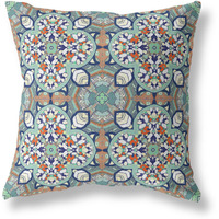 Amrita Sen Clover Leaf Floral Broadcloth Indoor Outdoor Zippered Pillow Green Muted Orange