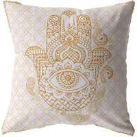 Amrita Sen Hamsa Hand Suede Blown and Closed Pillow Gold