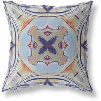 Amrita Sen Pastel Floral Squares Broadcloth Indoor Outdoor Zippered Pillow Muted Green Orange