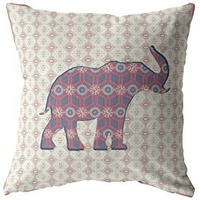 Amrita Sen Elephant Silhouette Broadcloth Indoor Outdoor Zippered Pillow Magenta