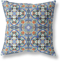 Amrita Sen Clover Leaf Floral Suede Blown and Closed Pillow Blue Orange