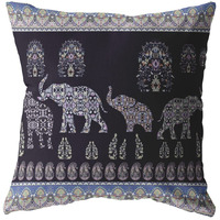 Amrita Sen Paisley Elephant Broadcloth Indoor Outdoor Blown and Closed Pillow Dark Purple