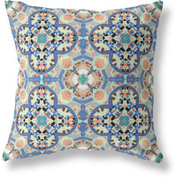 Amrita Sen Clover Leaf Floral Broadcloth Indoor Outdoor Blown and Closed Pillow Blue Purple Peach