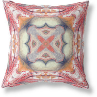 Amrita Sen Pastel Floral Squares Broadcloth Indoor Outdoor Blown and Closed Pillow Rustic Red Orange