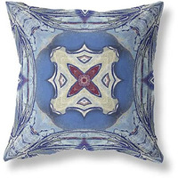 Amrita Sen Pastel Floral Squares Broadcloth Indoor Outdoor Zippered Pillow Sky Blue Evening Blue