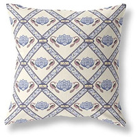 Amrita Sen Lotus Peacock Rose Suede Zippered Pillow with Insert Cream Gray Brown