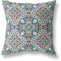 Amrita Sen Clover Leaf Floral Suede Zippered Pillow with Insert Green Muted Orange