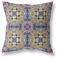 Amrita Sen Clover Leaf Floral Suede Blown and Closed Pillow Purple Green