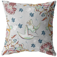 Amrita Sen Bird Amla Suede Blown and Closed Pillow Gray