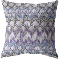 Amrita Sen Hatches Broadcloth Indoor Outdoor Zippered Pillow Muted Purple and Gray