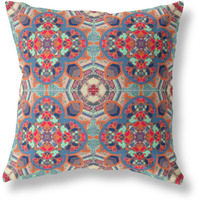 Amrita Sen Clover Leaf Floral Broadcloth Indoor Outdoor Zippered Pillow Orange Blue Aqua