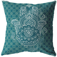 Amrita Sen Hamsa Broadcloth Indoor Outdoor Zippered Pillow White on Green
