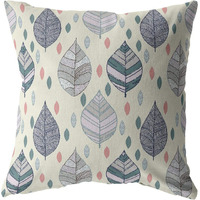 Amrita Sen Fall Leaves Broadcloth Indoor Outdoor Blown and Closed Pillow Dark Green on Cream