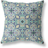 Amrita Sen Clover Leaf Floral Broadcloth Indoor Outdoor Blown and Closed Pillow Muted Green Cream